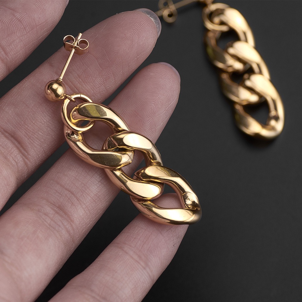 Chunky Gold Link Drop Earrings